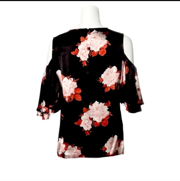 Ganni Pink Peony Print Cold Shoulder Top - Picture 5 of 6